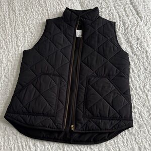 J. Crew Black Quilted Vest with Gold Zipper